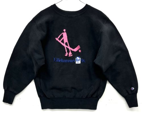 90'S CHAMPION "LILLEHAMMER '94" 刺繍タグ リバースウィーブ ブラック USA製 (VINTAGE) 「Sweat Shirt」入荷しました。