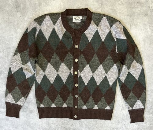 60'S CAMPUS メタルボタン オーロン ニットカーディガン アーガイル柄 USA製 (VINTAGE) 「Knit」入荷しました。