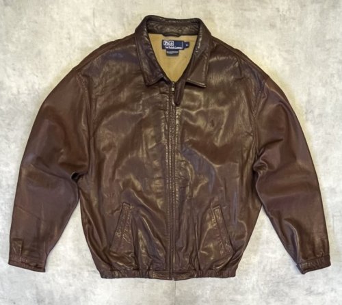 90'S RALPH LAUREN チンスト付き 裏地付き レザー ドリズラージャケット ブラウン (VINTAGE) 「Jacket」入荷しました。