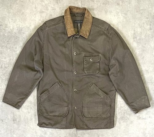 00'S BANANA REPUBLIC 旧タグ 襟レザー ハンティングジャケット カーキ (VINTAGE) 「Jacket」入荷しました。