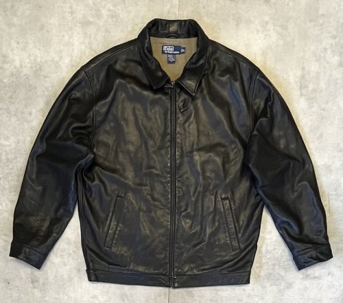 90'S RALPH LAUREN チンスト付き 裏地付き レザー ドリズラージャケット ブラック (VINTAGE) 「Jacket」入荷しました。