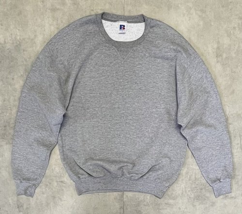 90'S RUSSELL ATHLETIC 前Vガゼット付き クルーネック スウェットシャツ ヘザーグレー メキシコ製 (VINTAGE) 「Sweat Shirt」入荷しました。