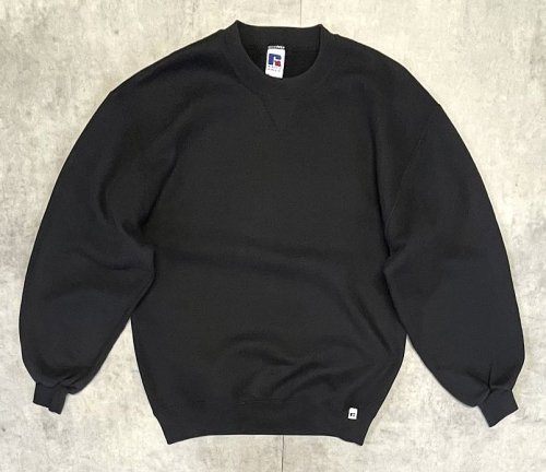 90'S RUSSELL ATHLETIC 前Vガゼット付き クルーネック スウェットシャツ ブラック USA製 (VINTAGE) 「Sweat Shirt」入荷しました。