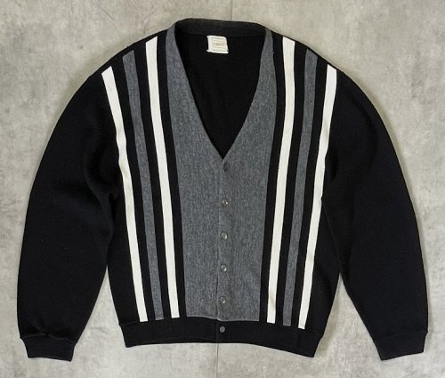 60'S BRENT アクリル カーディガン ブラック/グレー＆ホワイト (VINTAGE) 「Knit」入荷しました。