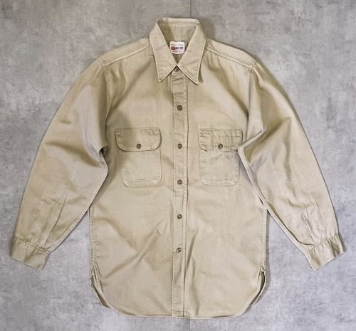 50'S 5BROTHER コットンツイル マチ付き 長袖 ワークシャツ ベージュ USA製 (VINTAGE) 「L/S Shirt」入荷しました。