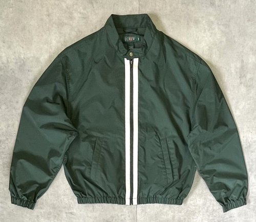90'S J.CREW 旧タグ スタンドカラー ナイロン ライダースジャケット グリーン/ホワイトライン (VINTAGE) 「Jacket」入荷しました。