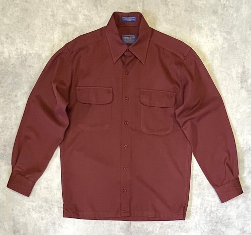 90'S PENDLETON ウールギャバジン ボックスシャツ ボルドー (VINTAGE) 「L/S Shirt」入荷しました。