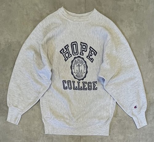 90'S CHAMPION "HOPE COLLEGE" 刺繍タグ 染み込み三段プリント リバースウィーブ グレー メキシコ製 (VINTAGE) 「Sweat Shirt」入荷しました。