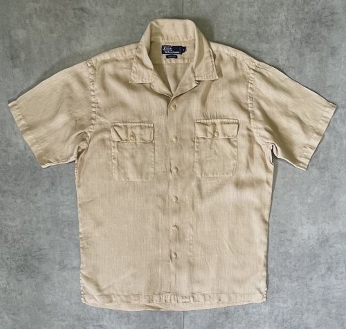 90'S RALPH LAUREN リネン フラップ付きポケット 半袖 オープンカラーシャツ ベージュ (VINTAGE) 「S/S Shirt」入荷しました。