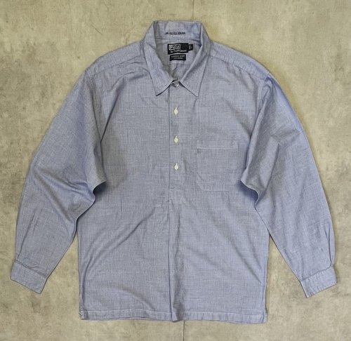 90'S RALPH LAUREN "CLARENCE SPORT" 刷毛目ポプリン 長袖 プルオーバーボックスシャツ ブルー (VINTAGE) 「L/S Shirt」入荷しました。