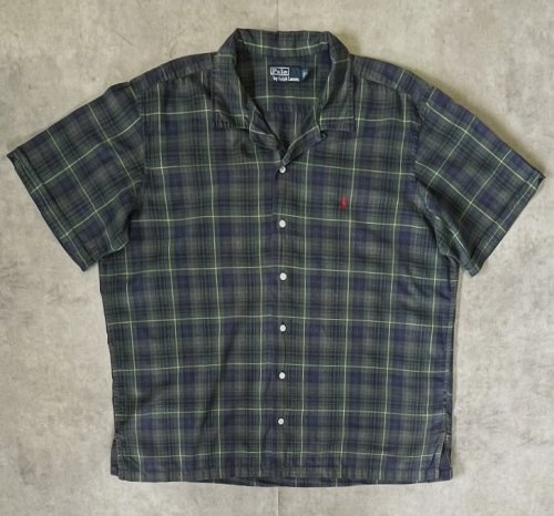 90'S RALPH LAUREN コットン 半袖 オープンカラーシャツ チェック柄 (VINTAGE) 「S/S Shirt」入荷しました。
