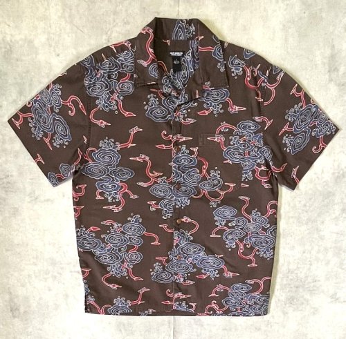 RALPH LAUREN "POLO JEANS" コットン 半袖 オープンカラーシャツ ブラウン/総柄 (VINTAGE) 「S/S Shirt」入荷しました。