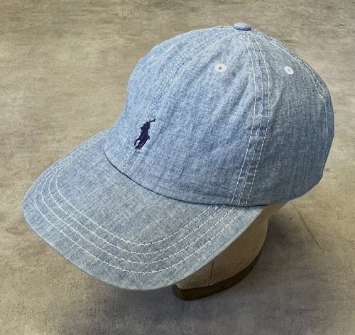 90'S RALPH LAUREN POLO SPORT ロゴ刺繍 シャンブレー ベースボールキャップ ブルー USA製 (VINTAGE) 「Cap」入荷しました。
