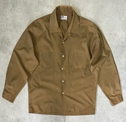 60'S CRANBROOK コットン/ポリ 長袖 オープンカラーシャツ カーキ 日本製 (VINTAGE)「L/S Shirt」入荷しました。