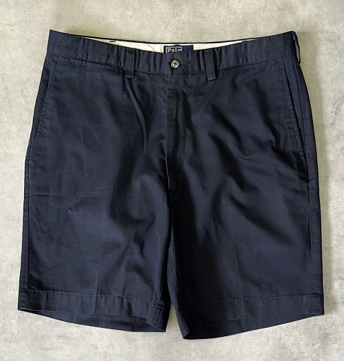 90'S RALPH LAUREN "クレストロゴ" ノープリーツ チノショーツ ネイビー USA製 (DEADSTOCK)「Bottoms」入荷しました。