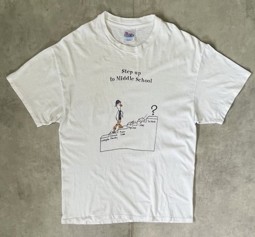 90'S STEP UP TO MIDDLE SCHOOL シングルステッチ 両面プリント 半袖 Tシャツ ホワイト (VINTAGE)「T-Shirt」入荷しました。