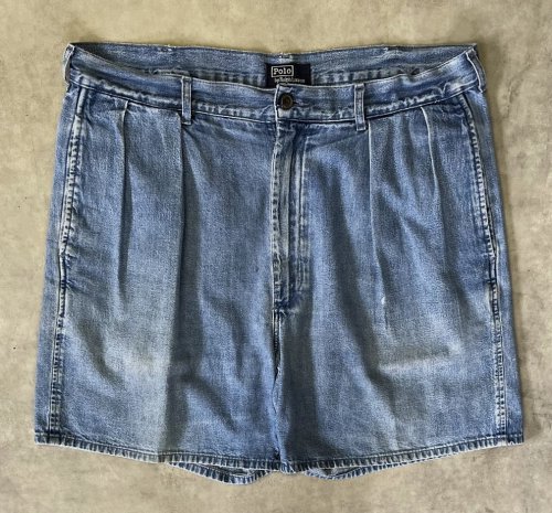 90'S RALPH LAUREN "ボックスロゴ" ツープリーツ デニムショーツ インディゴ USA製 (VINTAGE)「Shorts」入荷しました。
