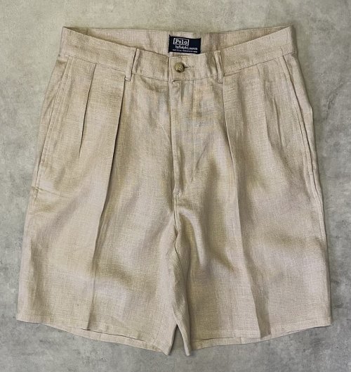 90'S RALPH LAUREN ツープリーツ リネンショーツ ベージュ USA製 (MINT CONDITION)「Shorts」入荷しました。