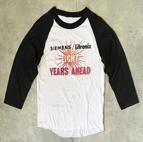 80'S SIEMENS LITRONIX シングルステッチ ラグランスリーブ ベースボール Tシャツ (VINTAGE)「T-Shirt」入荷しました。