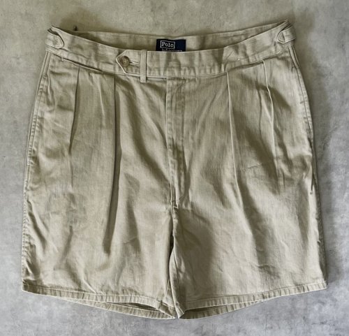 90'S RALPH LAUREN "クレストロゴ" ツープリーツ チノショーツ ベージュ USA製 (VINTAGE)「Shorts」入荷しました。