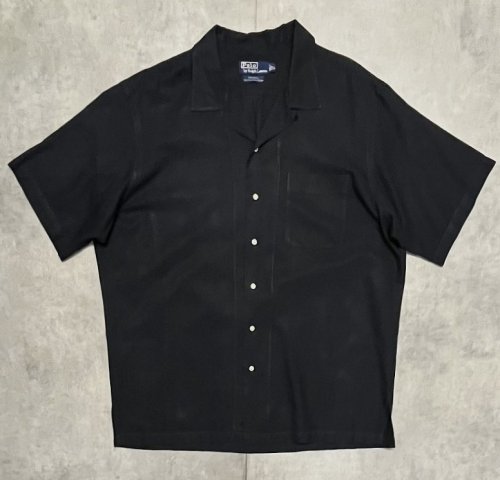 90'S RALPH LAUREN "CALDWELL" シルク/コットン ロゴ無し 半袖 オープンカラーシャツ ブラック (VINTAGE)「S/S Shirt」入荷しました。