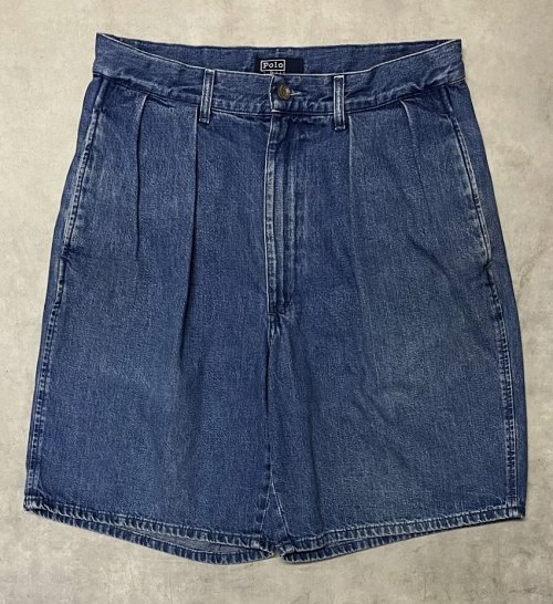 90'S RALPH LAUREN "ボックスロゴ" ツープリーツ デニムショーツ インディゴ USA製 (VINTAGE)「Shorts」入荷しました。