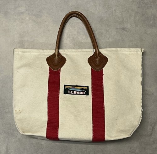 80'S LL Bean 単色タグ レザーハンドル キャンバス トートバッグ レッド/オフホワイト USA製 (VINTAGE)「Bag」入荷しました。