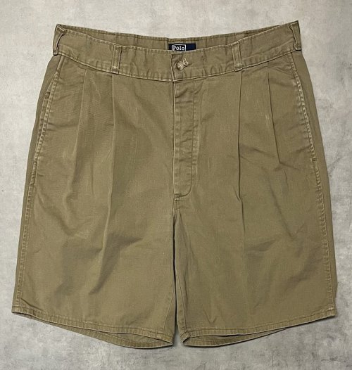 90'S RALPH LAUREN ボタンフライ ツープリーツ ミリタリーチノショーツ タン USA製 (VINTAGE)「Shorts」入荷しました。