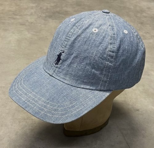 90'S RALPH LAUREN POLO SPORT ロゴ刺繍 シャンブレー ベースボールキャップ ブルー USA製 (VINTAGE)「Cap」入荷しました。
