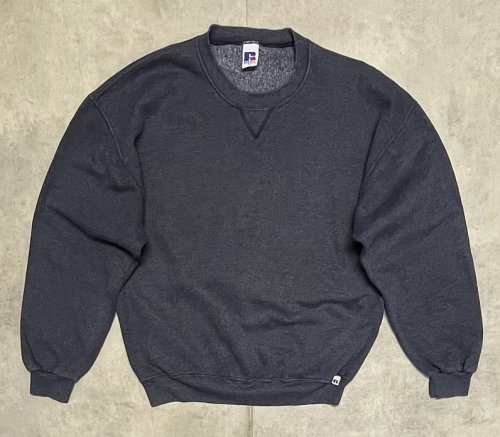 90'S RUSSELL ATHLETIC 前Vガゼット付き クルーネック スウェットシャツ ネイビーヘザー メキシコ製 (VINTAGE)「Sweat Shirt」入荷しました。