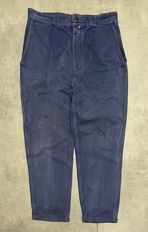 60'S フレンチワーク フックボタン ボタンフライ ワークパンツ ブルー (VINTAGE)「Bottoms」入荷しました。
