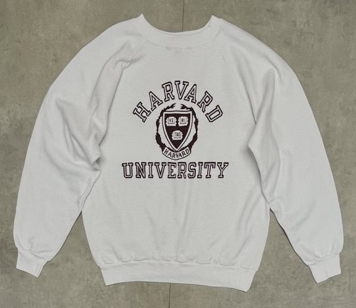 80'S CHAMPION トリコタグ 染み込みプリント ラグランスリーブ スウェットシャツ ホワイト USA製 (VINTAGE)「Sweat Shirt」入荷しました。