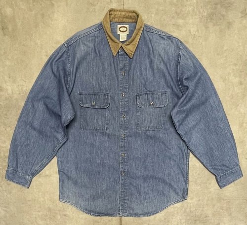 80'S BANANA REPUBLIC 初期タグ 襟コーデュロイ デニムシャツ ライトインディゴ USA製 (VINTAGE)「L/S Shirt」入荷しました。