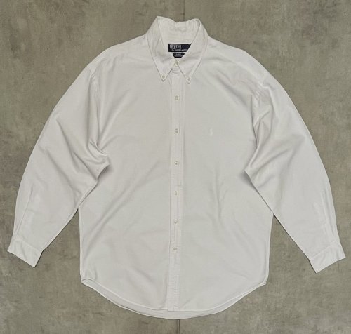 90'S RALPH LAUREN "BLAKE" ロゴ同色 オックスフォード BDシャツ オールホワイト (VINTAGE)「L/S Shirt」入荷しました。