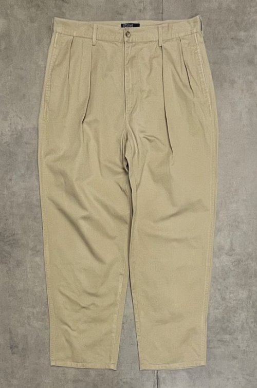 90'S RALPH LAUREN "ボックスロゴ" ツープリーツ チノパンツ ベージュ USA製 (VINTAGE)「Bottoms」入荷しました。