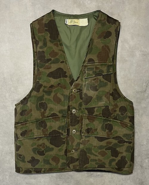 60'S LL Bean 筆記体タグ 中綿入り ハンティングベスト カモ (VINTAGE)「No Sleeve」入荷しました。