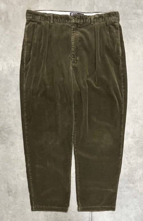 90'S RALPH LAUREN "ANDREW PANT" ツープリーツ 太畝 コーデュロイパンツ オリーブ (VINTAGE)「Bottoms」入荷しました。