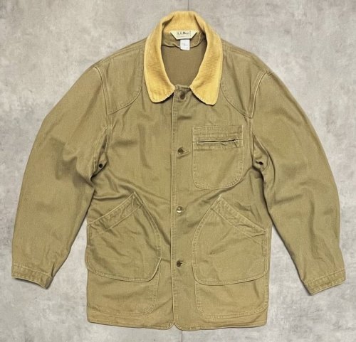 80'S LL Bean 三角タグ 襟コーデュロイ ヘリンボーンツイル カバーオール カーキ USA製 (VINTAGE)「Jacket」入荷しました。