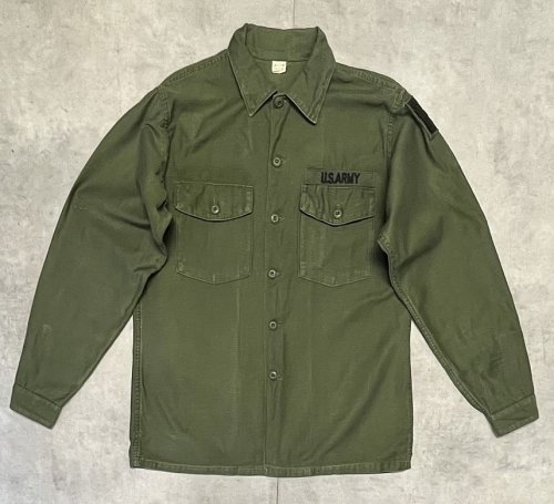 60'S アメリカ軍 US ARMY OG107 コットンサテン ユーティリティシャツ (VINTAGE)「L/S Shirt」入荷しました。