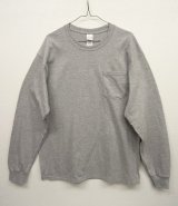 GILDAN ポケット付き ロングスリーブ Tシャツ GREY (NEW)