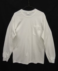 GILDAN ポケット付き ロングスリーブ Tシャツ WHITE (NEW)