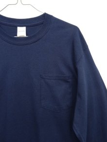 他の写真2: GILDAN ポケット付き ロングスリーブ Tシャツ NAVY (NEW)