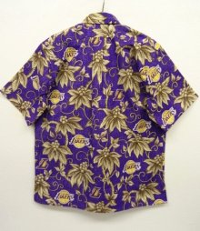 他の写真3: REYN SPOONER x NBA "LOS ANGELES LAKERS" コットン アロハシャツ (DEADSTOCK)