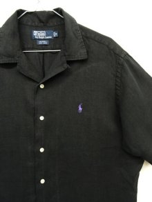 他の写真2: 90'S RALPH LAUREN リネン 半袖 オープンカラーシャツ BLACK (VINTAGE)
