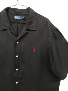 他の写真2: 90'S RALPH LAUREN ヘリンボーン シルク/リネン 半袖 オープンカラーシャツ BLACK (VINTAGE)