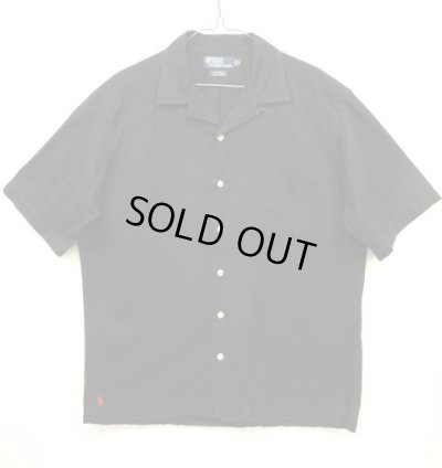 画像1: 90'S RALPH LAUREN "CALDWELL" コットン 半袖 オープンカラーシャツ BLACK (VINTAGE)