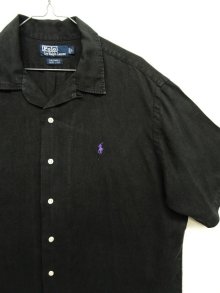 他の写真2: 90'S RALPH LAUREN "CALDWELL" リネン 半袖 オープンカラーシャツ BLACK (VINTAGE)