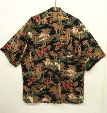 他の写真3: 80'S REYN SPOONER "ALOHA SANTA" ダイヤモンドヘッドタグ レーヨン アロハシャツ BLACK (VINTAGE)