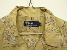 他の写真1: 90'S RALPH LAUREN コットン 半袖 オープンカラー アロハシャツ サファリ柄 (VINTAGE)