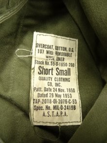 他の写真3: 50'S アメリカ軍 US ARMY "M-1950" コットンサテン ライナー付き フィールドコート S-SHORT (VINTAGE)